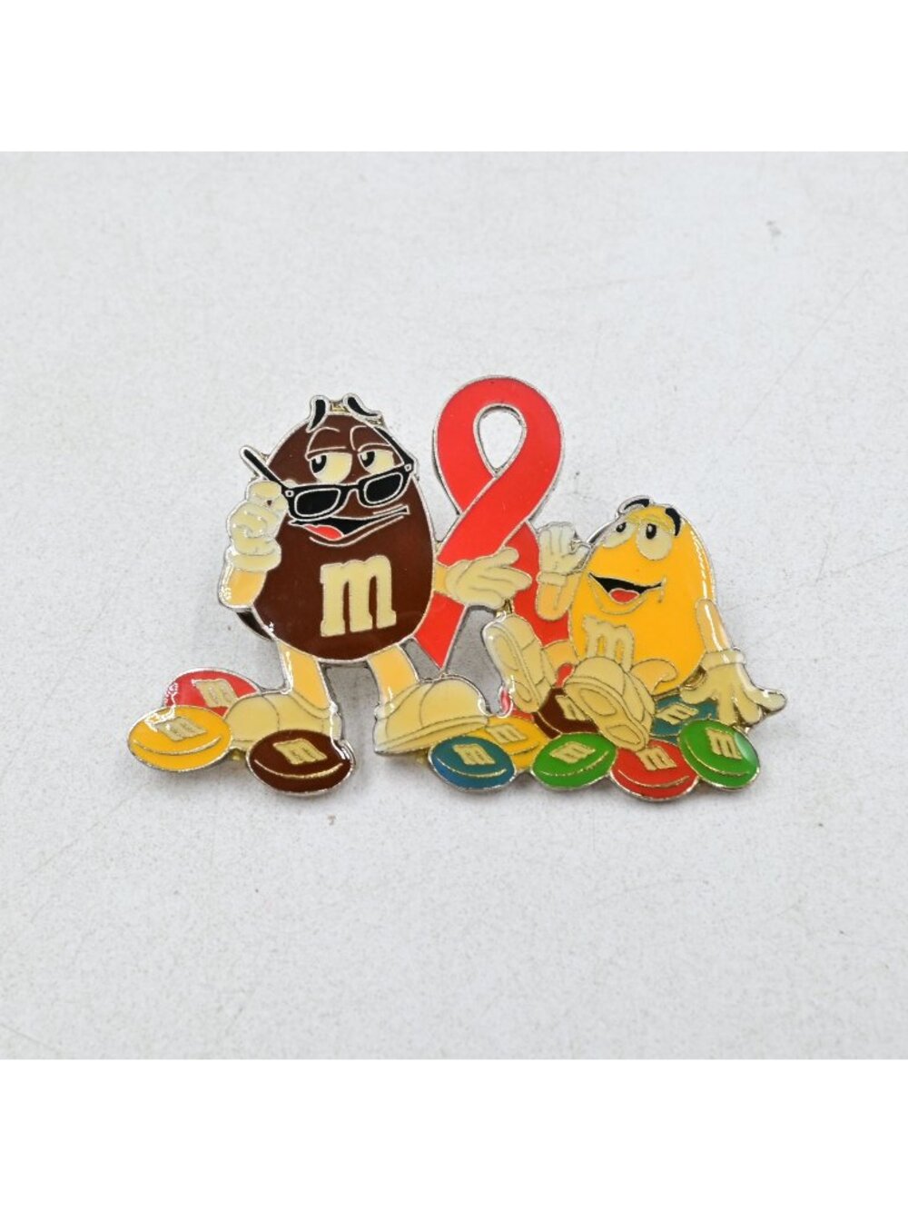 M&M's Candy Character Lapel Fantasy Pin Red Ribbon